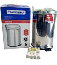 Image of 20L Stainless Steel Pedal Bin Tramontina B&Q rrp£40 + 48 FREE BIN LINERS