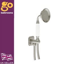 Image of Nickel Traditional Round Single Function Shower Handset with Holder