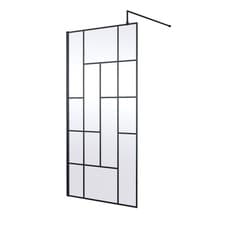 Image of Hudson Reed Abstract Matt Black 1000mm x 1950mm Framed Wetroom Shower Screen wit