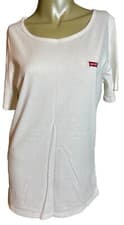 Image of LEVI'S Womens White T Shirt Size Large Logo Short Sleeve Round Neck NWOT