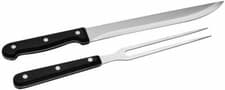 Image of Meat Carving Fork BBQ Roast Joint Grill Cooking Wooden Silver Fork 30cm