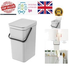 Image of Sort & Go Waste Bin 16L Light Grey, Space-Efficient Plastic Recycle Container...