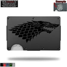 Image of House Stark - Game Of Thrones Laser Engraved Onto An Aluminum Wallet