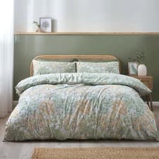 Image of Catherine Lansfield Forest Blossom Duvet Cover Double Quilt Bedding Set Green