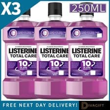 Image of 3 x LISTERINE TOTAL CARE 250ML ANTIBACTERIAL CLEAN MINT MOUTHWASH ORIGINAL NEW