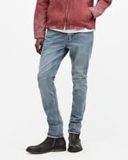 Image of AllSaints Men's Cigarette Jeans Blue Denim Skinny Fit 5-Pocket Design W28xL30