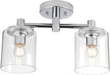 Image of Industrial Edison Glass Ceiling Lights, 2 Glass Pendant Light Chrome refY12