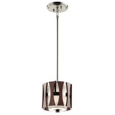 Image of 1 Bulb Ceiling Pendant Light Fitting Auburn Stained Wood LED E27 100W Bulb