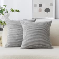 Image of Striped Velvet Cushion Covers 50cm x 50cm Grey Cushion Cover Pack of 2 Super
