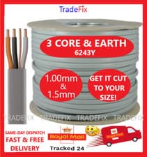 Image of 3 CORE & EARTH 1mm & 1.5 mm BASE APPROVED Cable 6243Y FREE & FAST DELIVERY!
