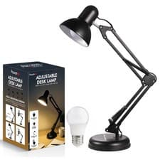 Image of Desk Lamp Swing Arm Adjustable Flexible Clamp Office Desk Light Inc Bulb UK Plug