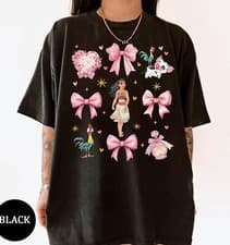 Image of Disney Moana Maui Hei Hei and Pua Pink Coquette Bows Unisex Adult Kid Tee 660165