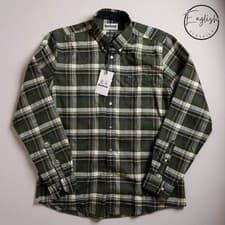 Image of Barbour Shieldton Tailored Shirt Men’s Large Olive Checked