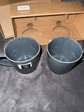 Image of Two Denby Dark Grey Speckle Mugs X 2 - See Description