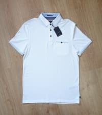 Image of New Ted Baker S/S White & Light Blue Soft Touch Polo Shirt Size 2 (Small) RRP£59