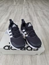 Image of Adidas Fortarun 2.0 K Black & White Cloudfoam Trainers Kids Size 11K BNWT Boxed