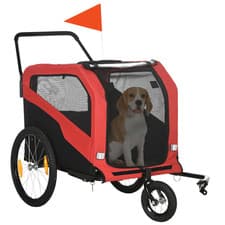Image of Dog Bike Trailer Stroller 2-in-1 Red Steel Frame Oxford Fabric 170x77x90cm Large