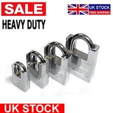 Image of HEAVY DUTY PADLOCK CLOSED SHACKLE HIGH SECURITY + 4 KEYS KEYED 30/40/ 50/ 60MM
