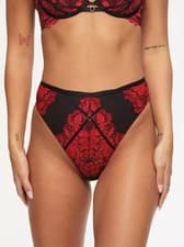 Image of Ann Summers Nightfall Red + Black High Waist Thong 10