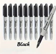 Image of 10 X Black Marker Pens Fine Bullet Tip Permanent Markers Fine Tip FREE FAST POST