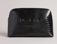 Image of TED BAKER ❤️ Black Croc Debossed Washbag CROCANA : 9.5 x 17.5 x 27cm ❤️ BNWT £40