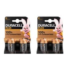 Image of Duracell Plus C Alkaline Batteries 1.5V LR14 2-Pack of 2 (Total 4 Batteries)
