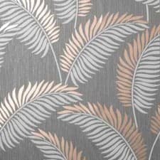 Image of Fine Decor Cascade Leaf Grey and Rose Gold Metallic Wallpaper FD42839