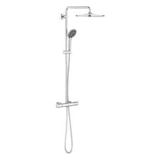 Image of Grohe Thermostatic Shower System Chrome Exposed Single Spray Pattern Twin Head