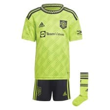 Image of Kids Football Mini Kit Yellow 2022-2023 Man Utd Third Soccer Jersey Outfit Set