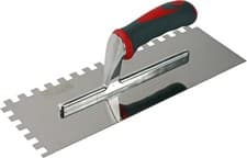Image of Faithfull Soft Grip Tile Trowel 10mm Notch Stainless Steel Blade 330 x 115mm