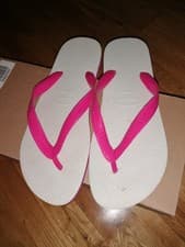 Image of Havaianas Women's Flip Flop Sandals Pink And White UK 8 EU 41 - 42 New & Unused