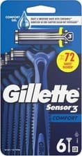 Image of Gillette Sensor3 Comfort, Disposable Razors For Men, Up To 72 Shaves