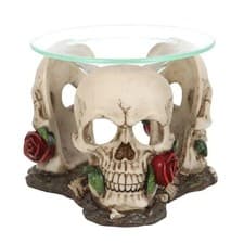 Image of Spring Of Equinox Resin Skull Rose Oil Burner / One Size White/Red SK10324