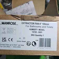 Image of Manrose extractor fan 4" 100mm Humidity Model 15722