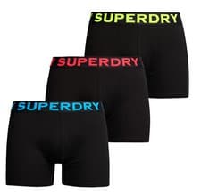 Image of Superdry Boxer Shorts 3 Pack Underwear Mid Length Triple Pack Black Neon