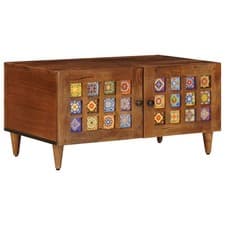 Image of Coffee Table Solid Mango Wood Wooden Living Room Accent Low Rectangular  vidaXL