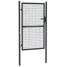 Image of Mesh Garden Gate Galvanised Steel Grey Backyard Gate Door Multi Sizes vidaXL