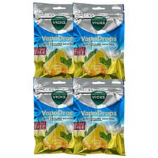 Image of Vicks VapoDrops Lemon Sugar-Free Lozenges with Menthol 72g - 4 Pack
