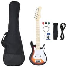 Image of 3/4 Size Kids Electric Guitar Brown and White with Bag