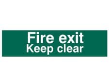 Image of Scan Fire Exit Keep Clear Text Only - PVC Sign 200 x 50mm SCA5206