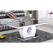 Image of Black Glass Coffee Table Black & White High Gloss Frame