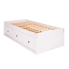 Image of Single Cabin Bed Frame Solid Wood Large Drawer Storage Slatted Base 3 Colours