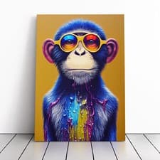 Image of Paint Drip Monkey No.4 Canvas Print Framed Wall Art Large Picture Ready to Hang