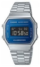 Image of Casio Vintage Illuminator Blue Digital Dial / Stainless Steel A168WEM-2BEF Watch