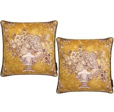 Image of Laurence Llewelyn-Bowen LLB Velvet Floral Scatter Cushion Cover 43x43 Ochre 2pcs