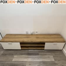Image of Large Wooden TV Stand for 65 Inch TV Unit Cabinet with Open Shelves 2 Door 200cm