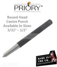 Image of PRIORY 124 Heavy Duty ROUND HEAD Centre Punch Choose 3/32" - 1/2" British Made