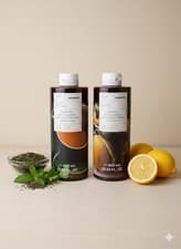 Image of 2 Korres Renewing Body Cleansers X2 Basil Lemon & Mint Tea 400ml Each