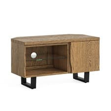 Image of Canterbury Oak Corner TV Unit – Contemporary Oak Cabinet for Media Storage