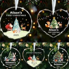 Image of Personalised Baby's First Christmas Bauble Xmas Tree Ornament for Baby Boy Girl